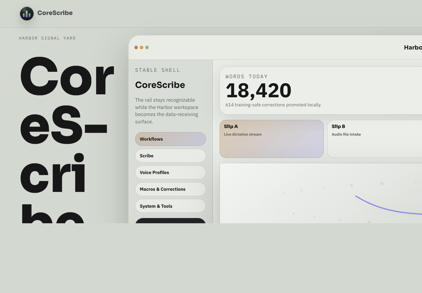 CoreScribe production website screenshot